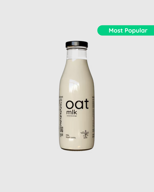 OatMlk | Unsweetened Oat Milk 500ml Pack | Premium Glass Bottles