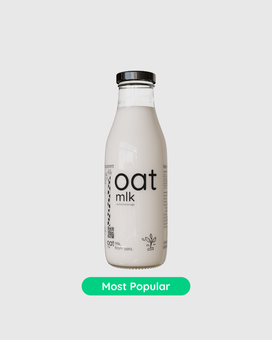 OatMlk | Unsweetened Oat Milk 500ml | Premium Glass Bottle Packs