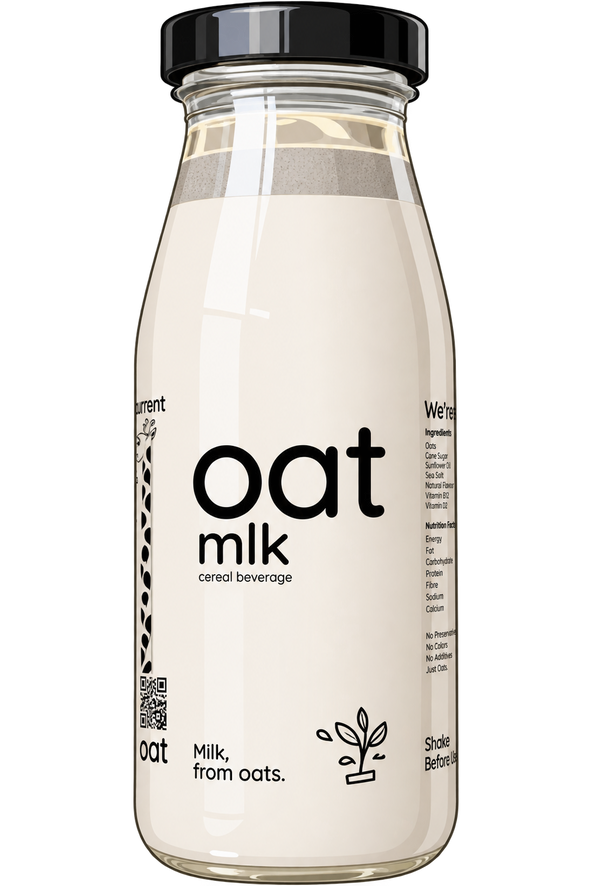 Unsweetened Oat Milk – 200 ML Glass Bottle