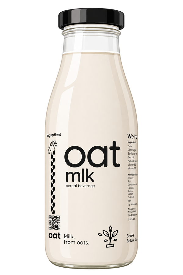 Unsweetened Oat Milk – 500 ML Glass Bottle