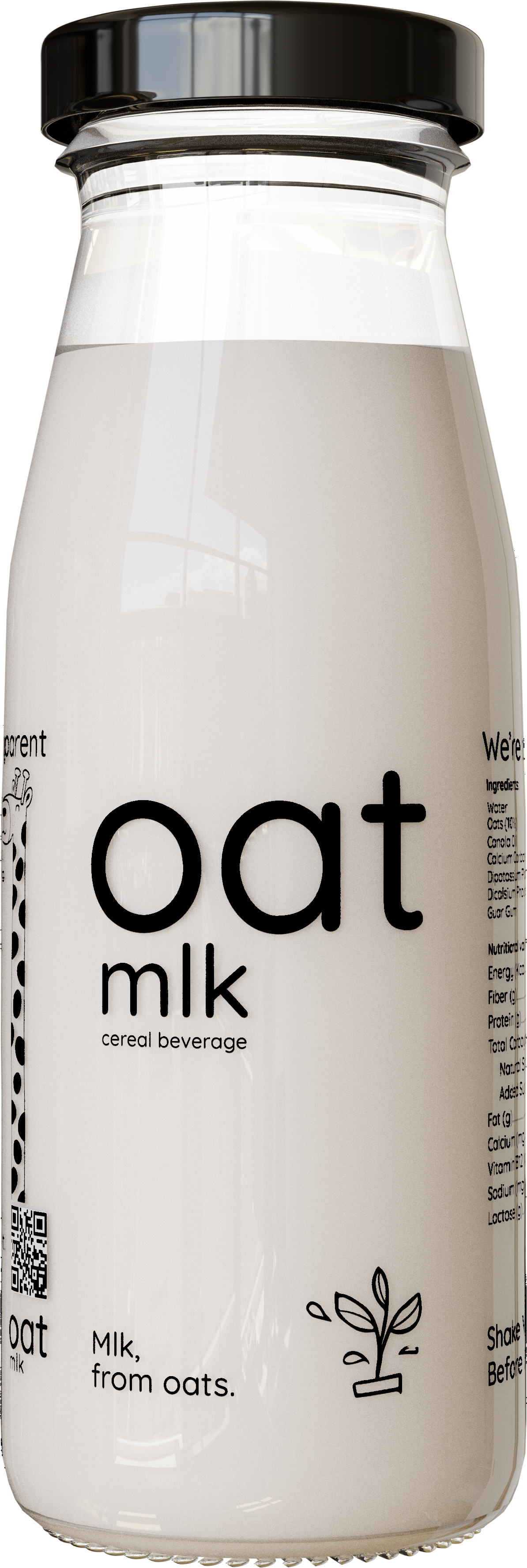 OatMlk | Unsweetened Oat Milk 200ml | Premium Glass Bottle Packs