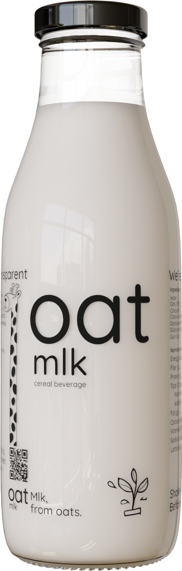 OatMlk | Unsweetened Oat Milk 500ml | Premium Glass Bottle Packs