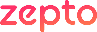 Gradient 'zepto' logo with pink and orange colors